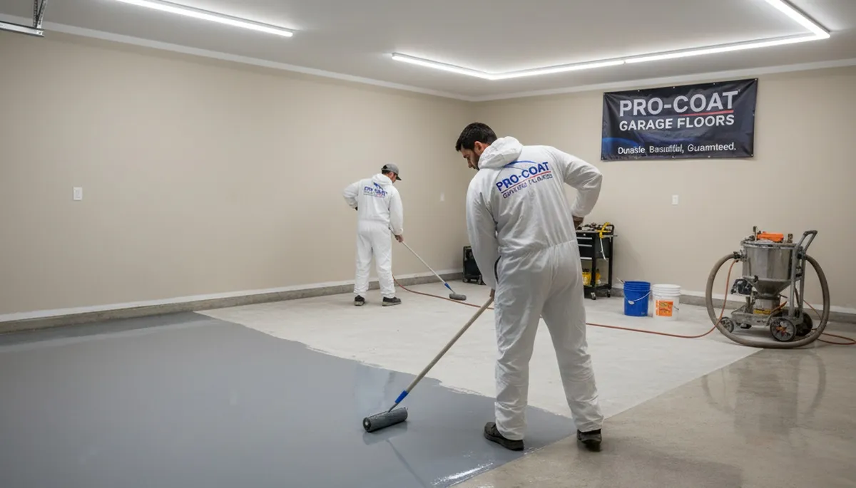 Epoxy garage floor coating in Fort Worth TX with durable, glossy finish for residential garages