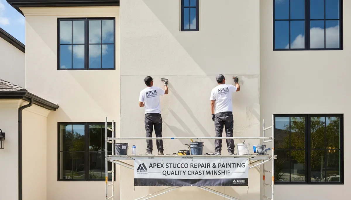 Professional stucco repair on Fort Worth TX home exterior by expert local house painters