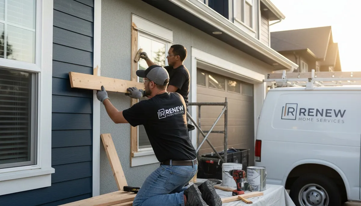 Professional wood rot repair on Fort Worth TX home exterior by expert house painters